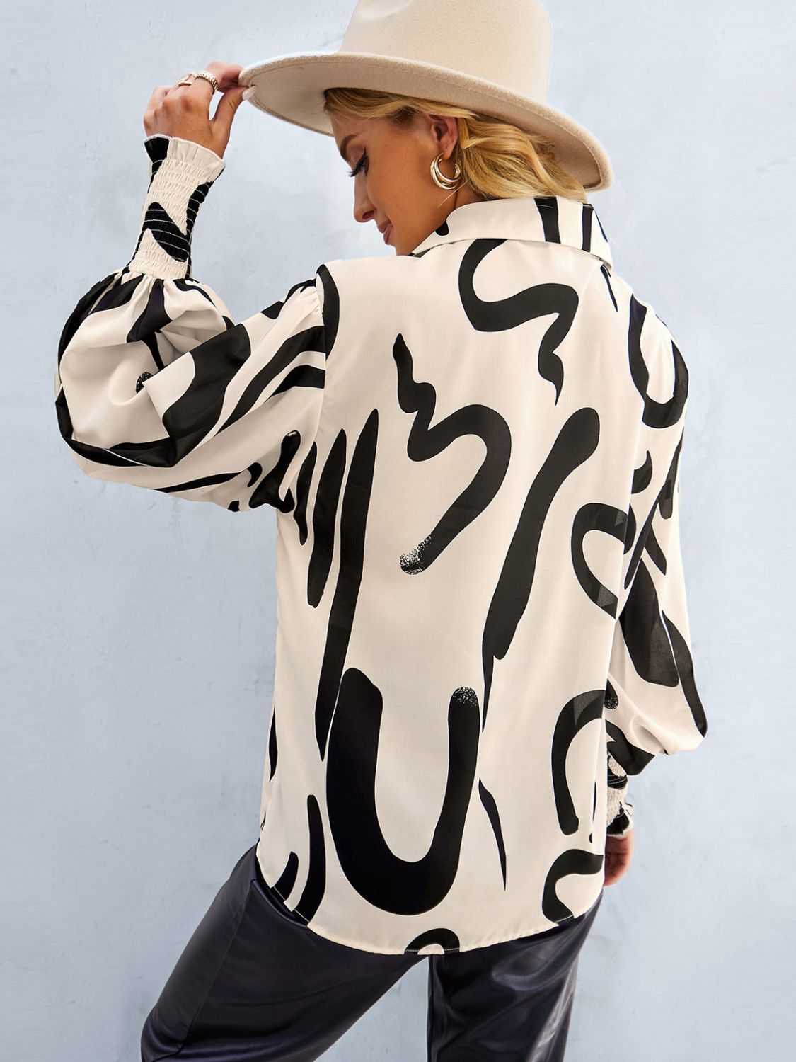 Abstract Chic Button-Up Shirt