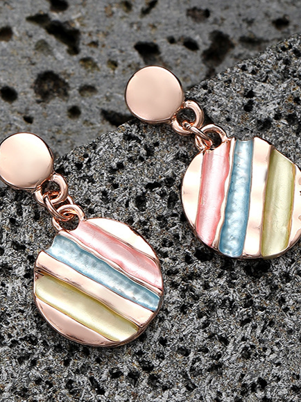 Colorful Striped Metallic Earrings