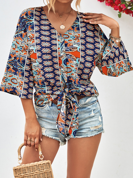 Vibrant V-neck Strap Irregular Top