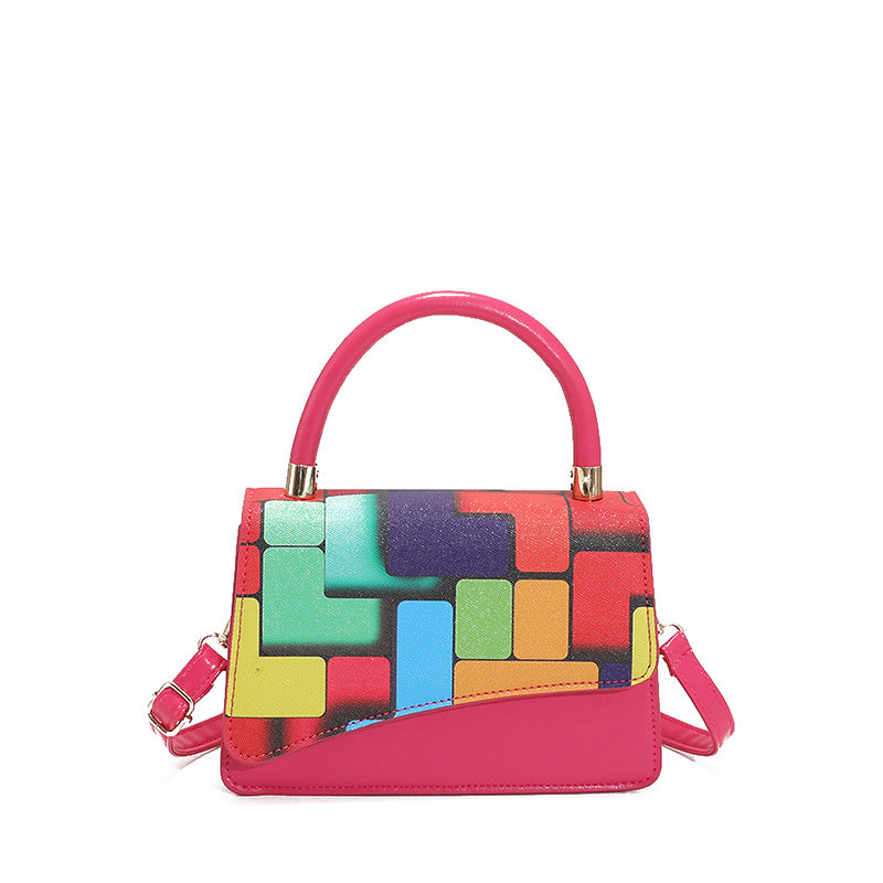 Retro Multi-Colored Block Crossbody Bag