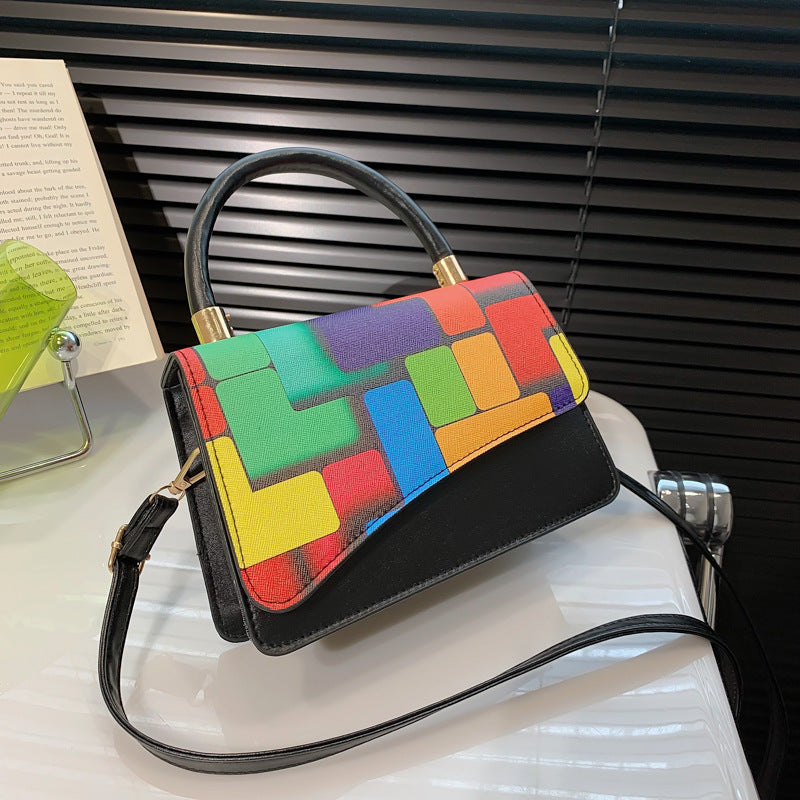 Retro Multi-Colored Block Crossbody Bag