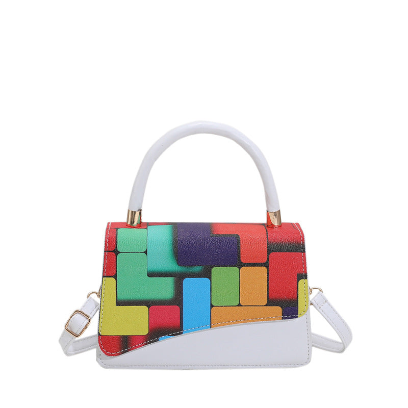 Retro Multi-Colored Block Crossbody Bag
