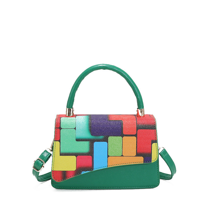 Retro Multi-Colored Block Crossbody Bag