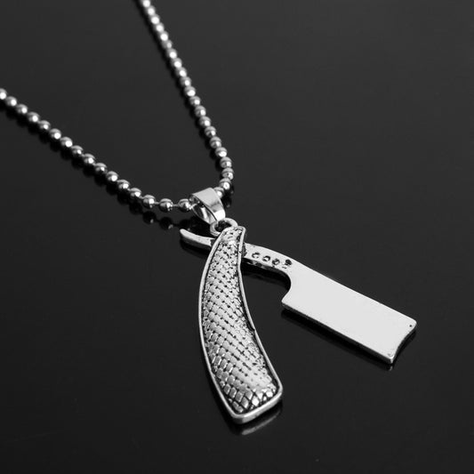 Barber Razor Blade Pendant Necklace