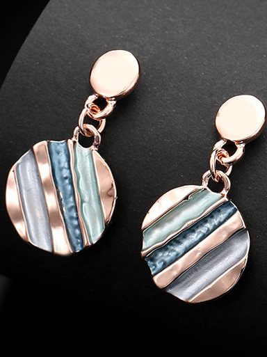 Colorful Striped Metallic Earrings