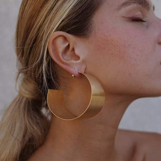 Gold Curved Plate Earrings