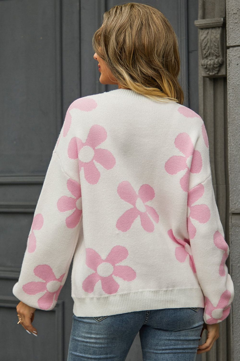 Vibrant Floral Print Pullover Sweater