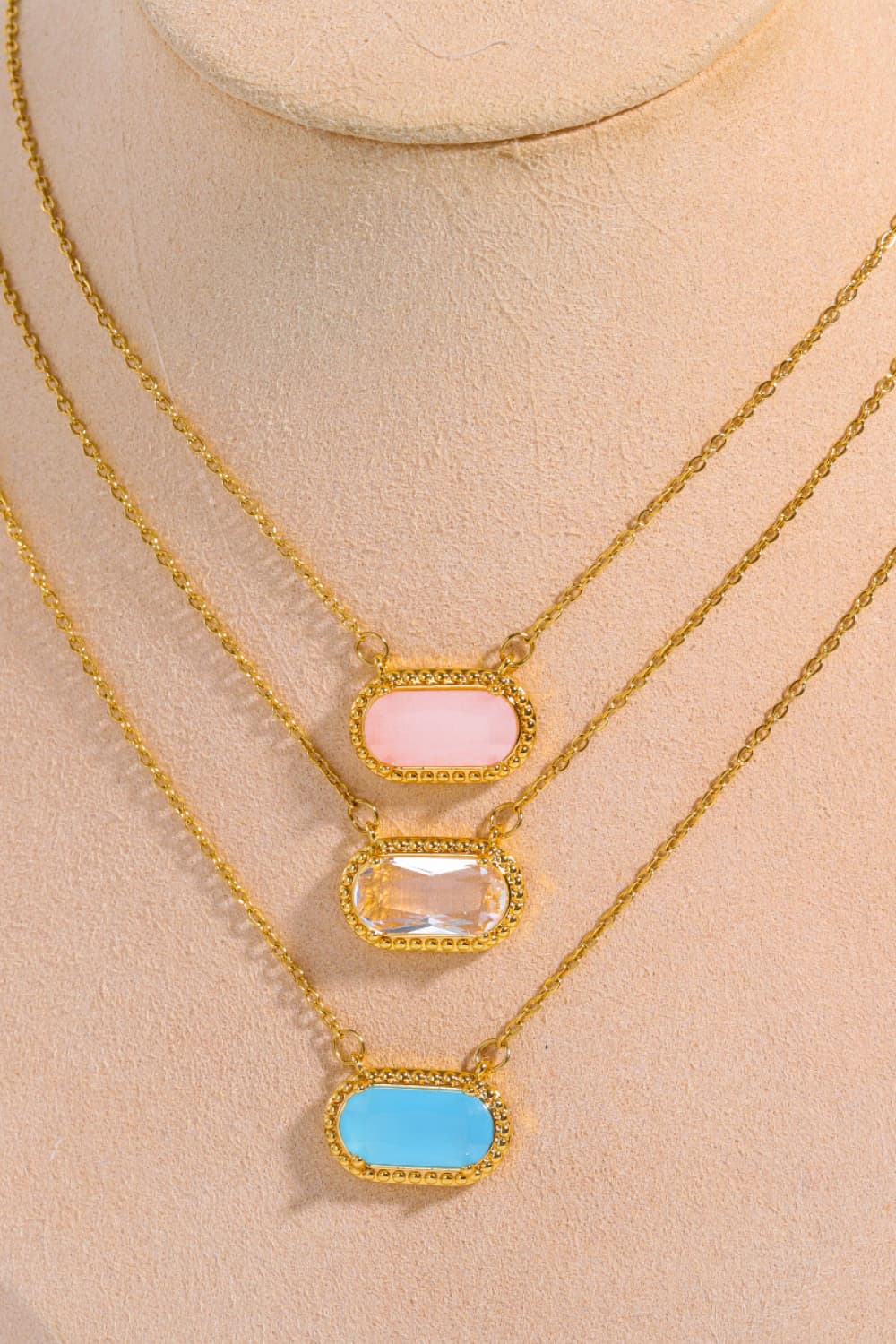 14K Gold-Plated Multi-Colored Gem Pendant Necklace