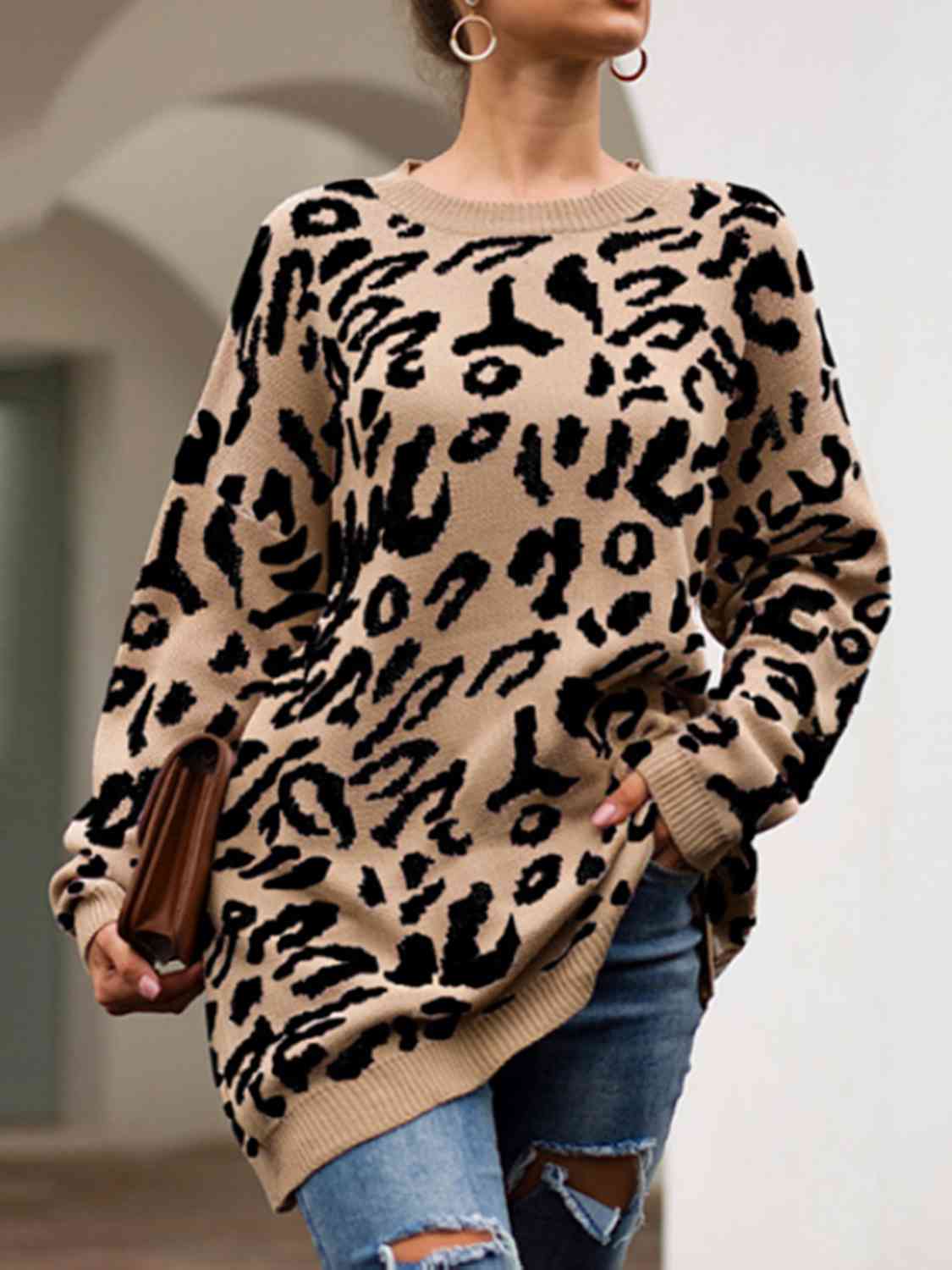 Leopard Print Tunic Sweater