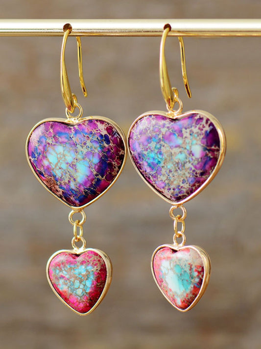 Heart Imperial Jasper Earrings