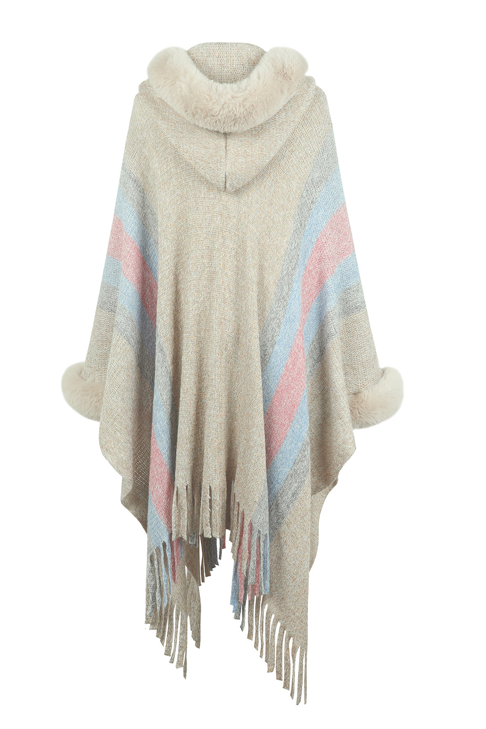 Luxurious Woven Fur Lined Poncho