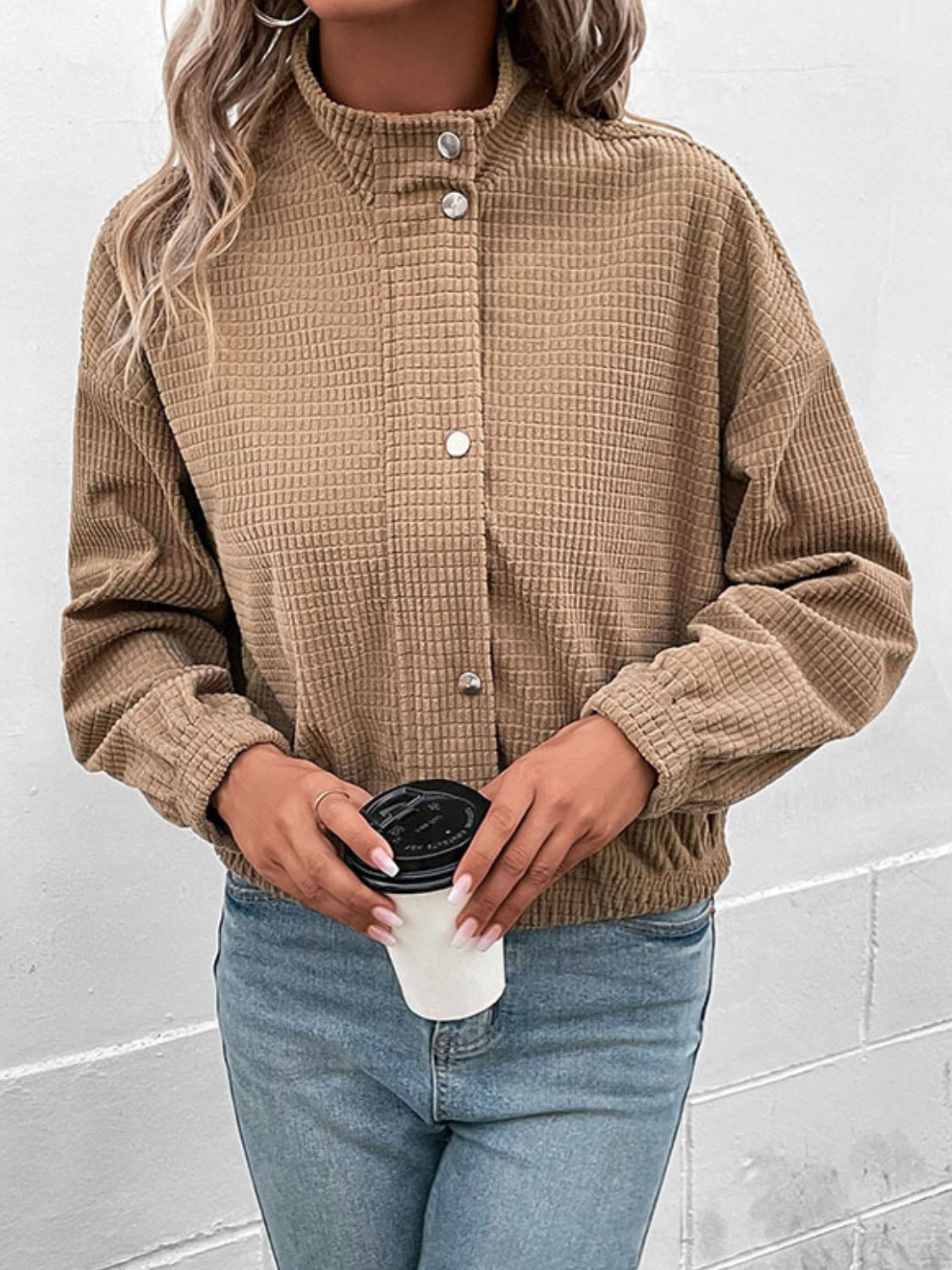 Tan Square Textured Jacket