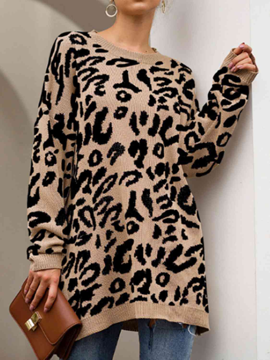 Leopard Print Tunic Sweater