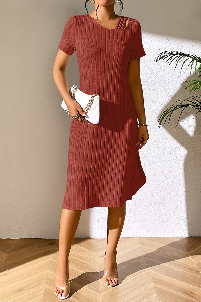 Solid Ribbed Sweater Dress